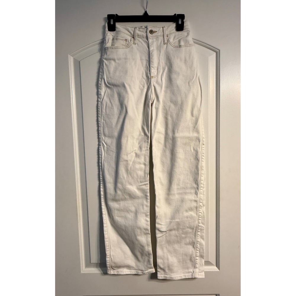 Hollister Dad Jeans 1R W25 White Ultra High Rise Vintage Stretch Retro Baggy